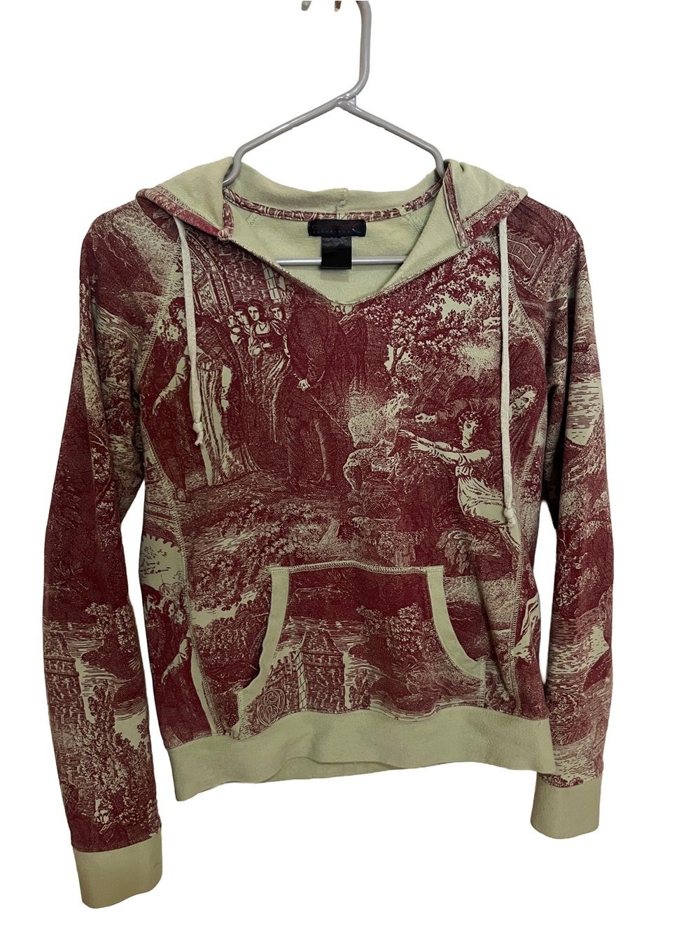 Custo Barcelona Scenic Print Hoodie in Burgundy and light green